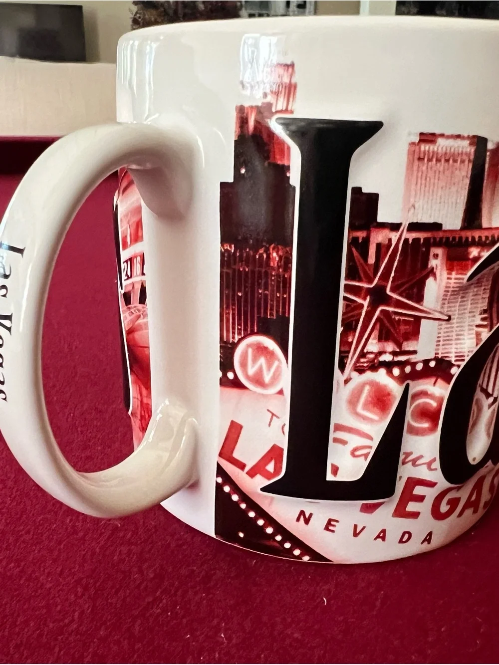Las Vegas Ceramic Coffee Mug - White and Red